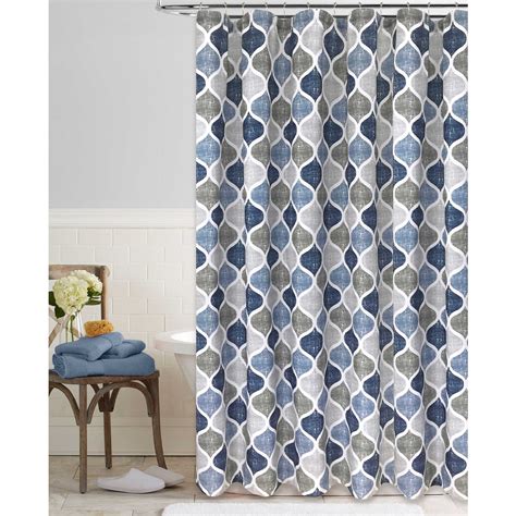 blue gray white shower curtain